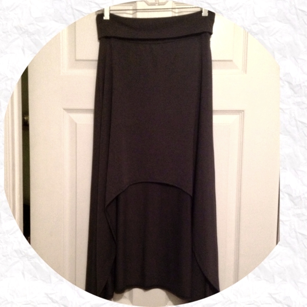 DARK STEEL GREY ASYMMETRICAL SKIRT.